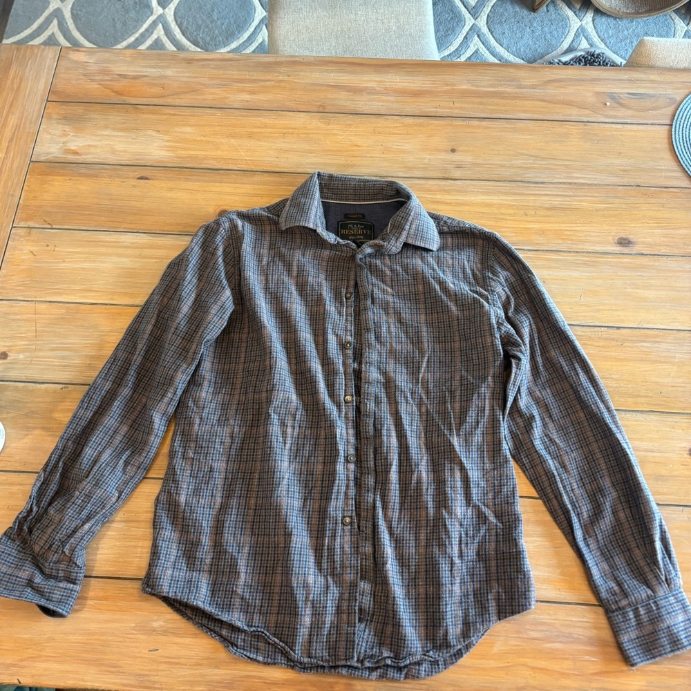 Jos. A. Bank Men's Plaid Button-Down Shirt - Gray/Brown